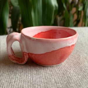 CREATION - Handcrafted  Pink Ceramic Mug - coffee  cup - Small lattee